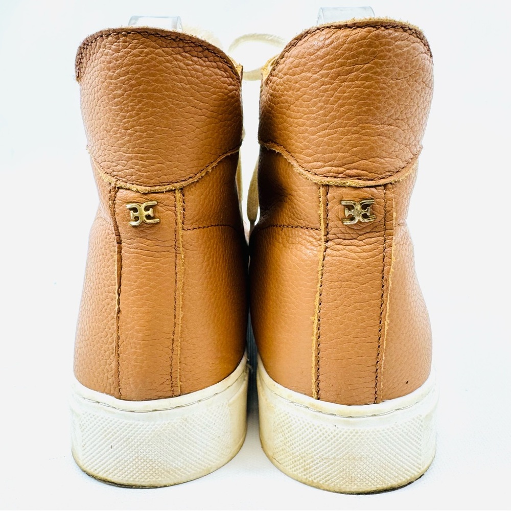 Sam Edelman Pence Leather High-Top Shearling Trim Sneakers Brown sz 8 - Picture 5 of 15